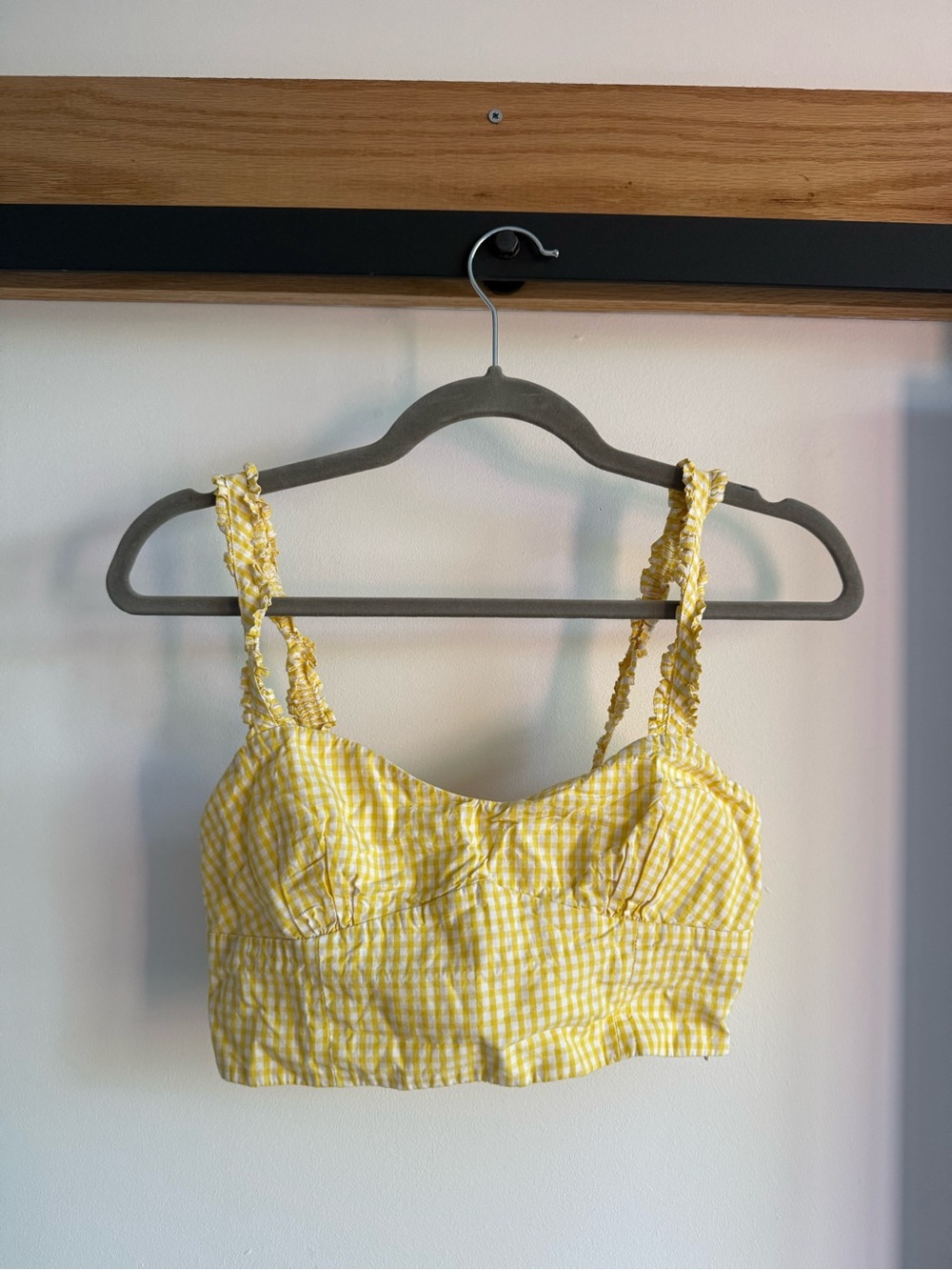 Zara Yellow Gingham Crop Cami Top - Women